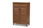 Baxton Studio Coolidge Modern and Contemporary Walnut Finished 5-Shelf Wood Shoe Storage Cabinet with Drawer