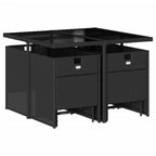 vidaXL 9-Piece Patio Dining Set with Cushions - Black Poly Rattan, Glass Top, Compact Storage, Indoor/Outdoor