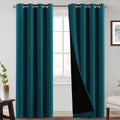Princedeco 100% Blackout Curtains With Black Liner Backing, Thermal Insulated Curtains For Living Room, Home Decoration, Deep Te