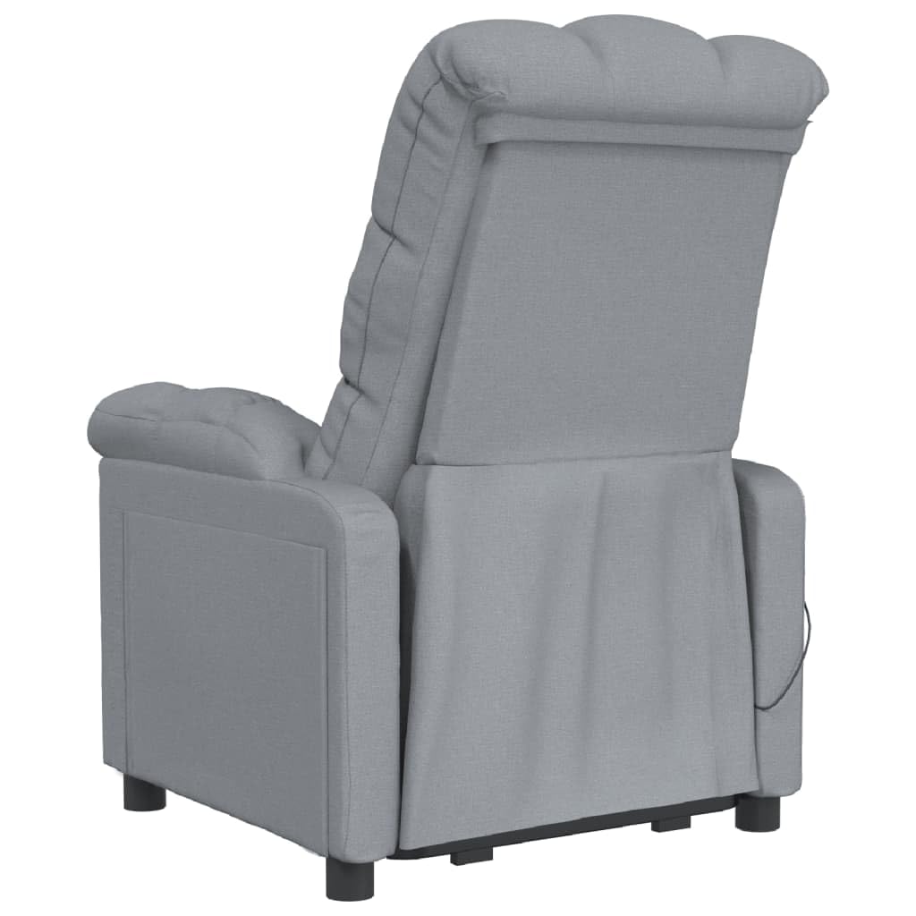 vidaXL Light Gray Fabric Massage Recliner | Modern Relaxation Chair Made of Polyester, Plywood, Iron | Comfortably Padded with Sponge & PP Cotton | Ideal Dimensions