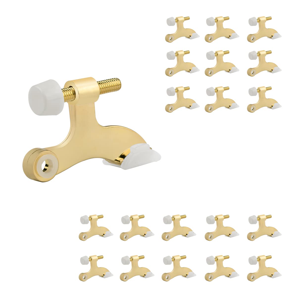 Homotek 20 Pack Hinge Pin Door Stopper, Hinge Stops For Top Of Door, Adjustable Deluxe Heavy Duty Gold Door Stop 2-1/2X1-3/4 Inc