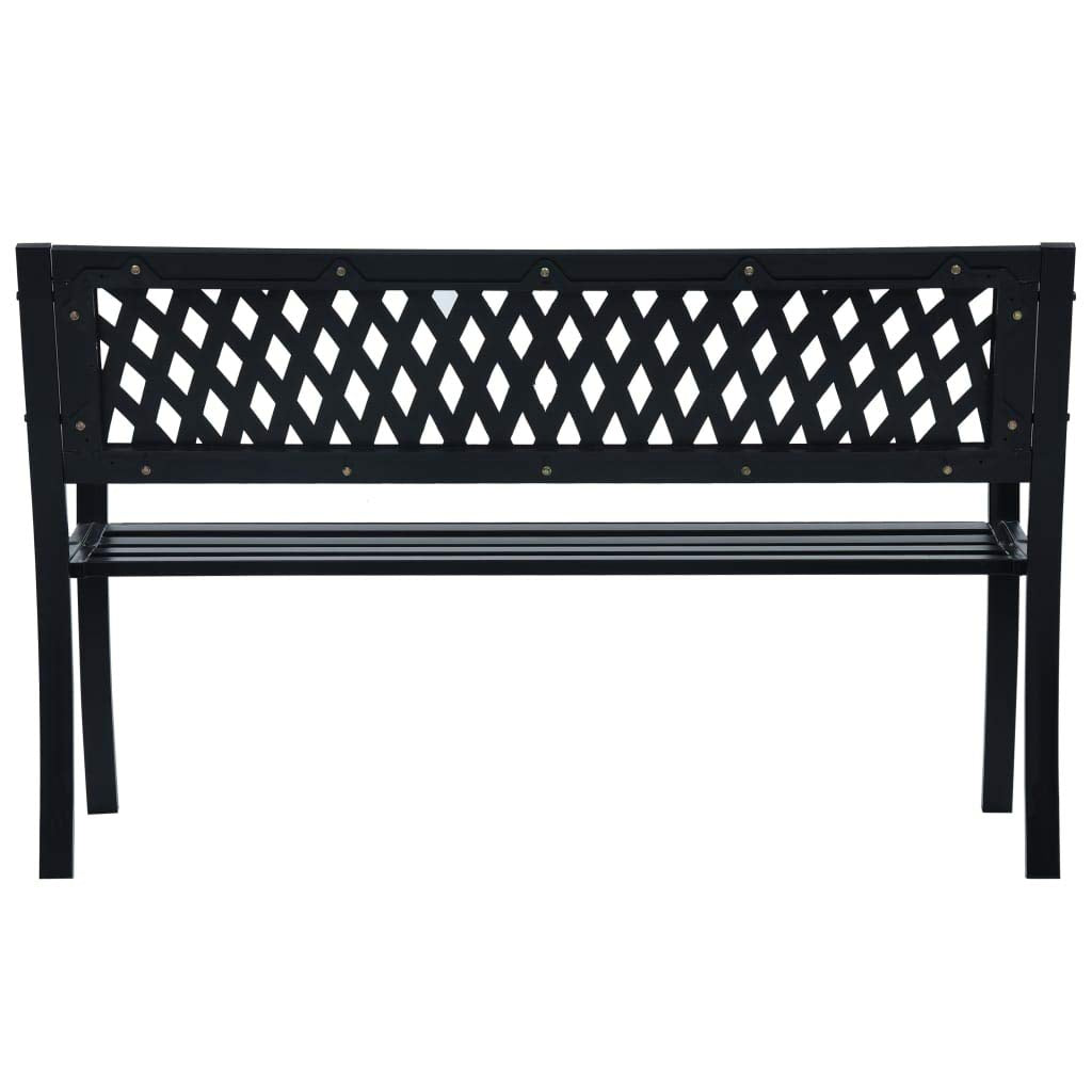 vidaXL Patio Bench with Comfortable Backrest - Long-Lasting Durable Steel Frame and Plastic - Perfect for Garden, Patio, and Outdoor Spaces - Black