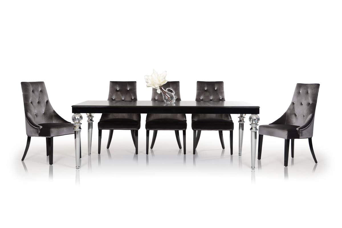 HomeRoots Crystal Clear Table Legs, 31' Black Crocodile Lacquer Dining Table