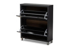 Baxton Studio Simms Modern And Contemporary Dark Grey Finished Wood Shoe Storage Cabinet With 4 Fold-Out Racks