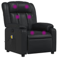 vidaXL Massage Recliner Chair for Living Room, Adjustable Recliner with 6-Point Vibration Massage, Home Theater Seating with Padded Seat Backrest & Side Pocket, Black Leather