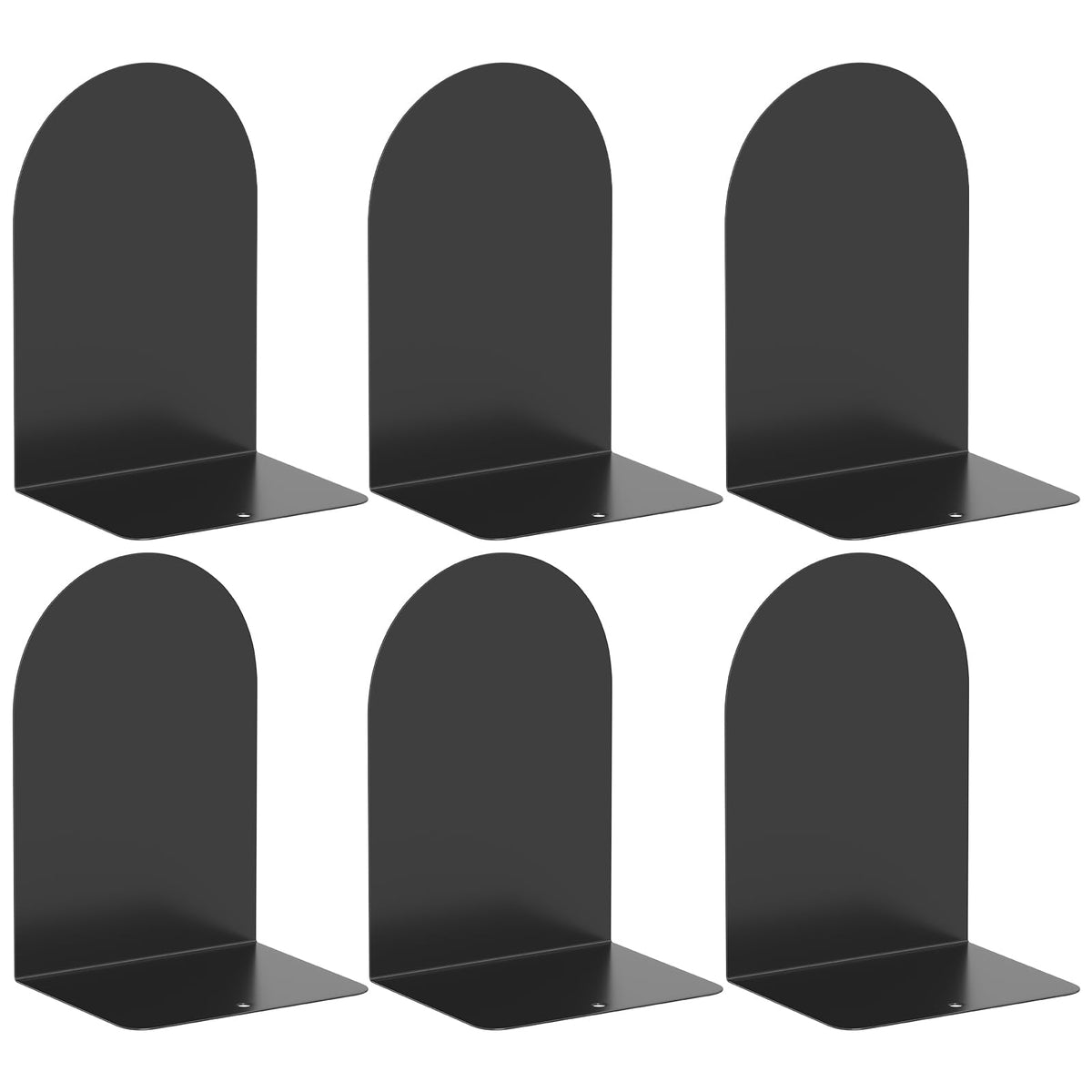 Alotche Bookends 3 Pairs, Metal Round Book Ends For Shelves And Desk, Black Stopper To Hold Books For Home Office