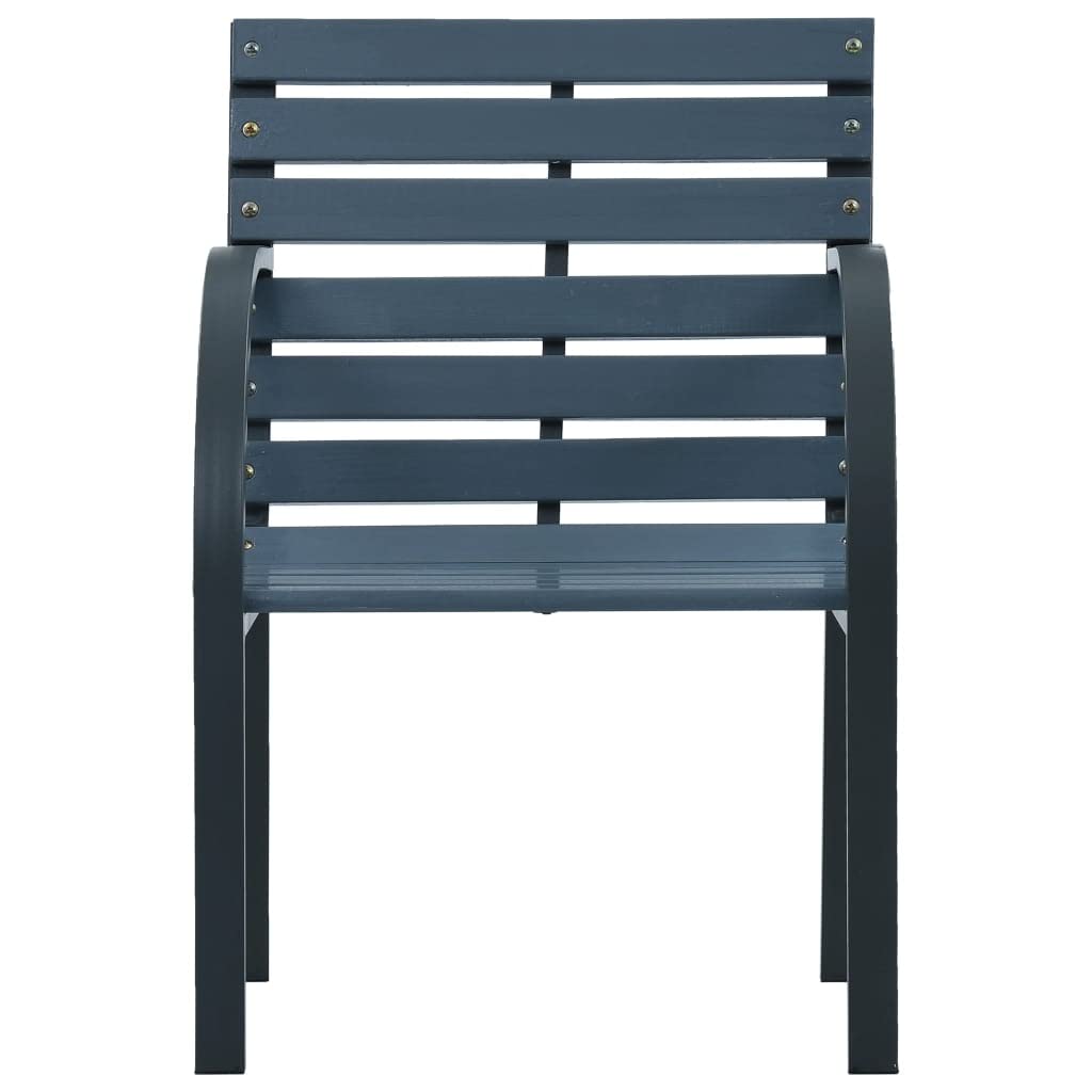 vidaXL Outdoor Patio Chairs Set of 2 - Gray Wood with Steel Frame - Classic Design for Garden, Yard, Balcon