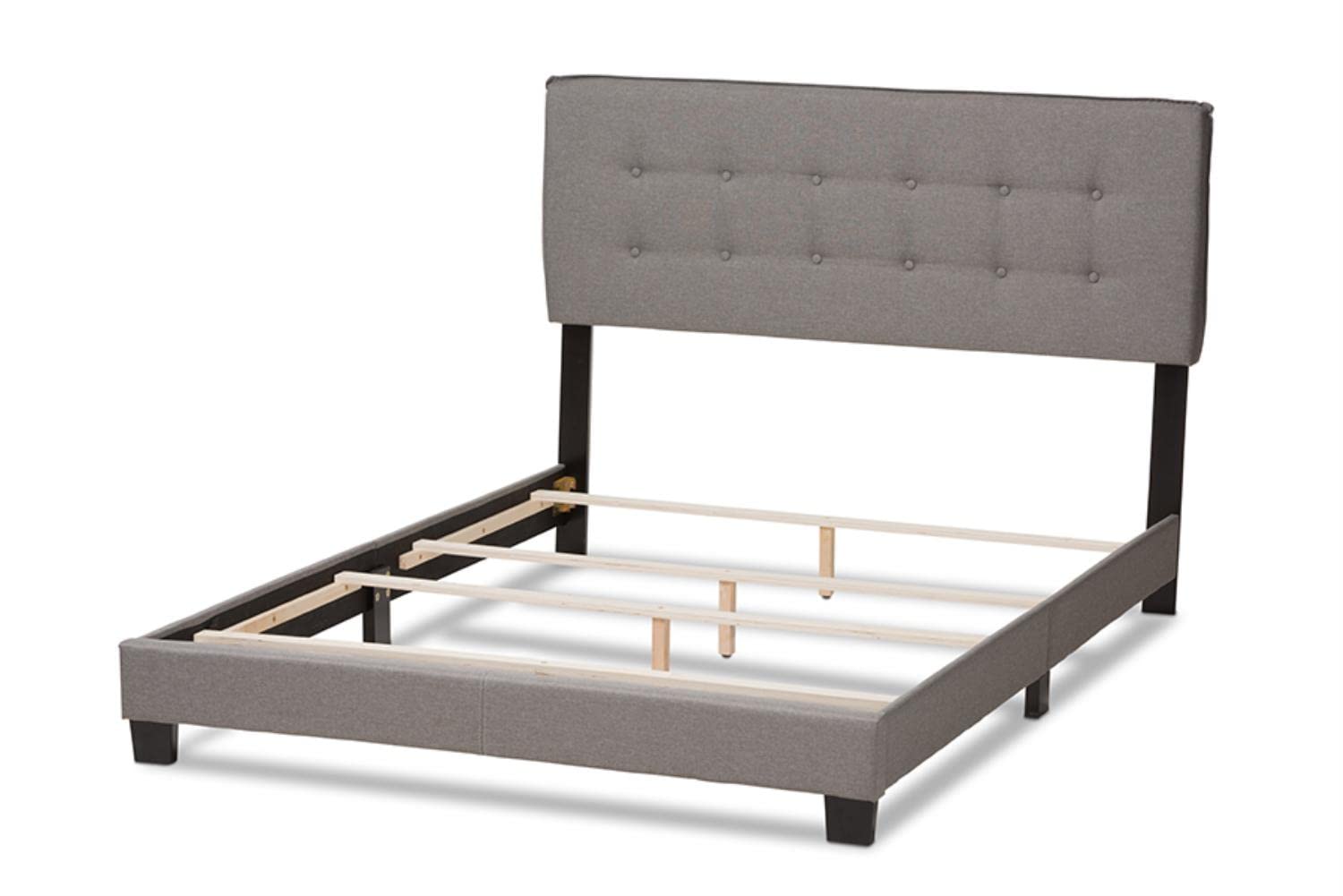 Baxton Studio Audrey Modern and Contemporary Light Grey Fabric Upholstered Queen Size Bed