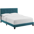 CasaFoyer Amira Performance Velvet Full Platform Bed | Chic & Comfortable | Stain-Resistant Fabric | Button-Tufted Headboard | Durable Wood Frame | Non-Marking Foot Caps | Reinforced Center Beams | Fits Various Mattresses | Elegant Bedroom Centerpiece