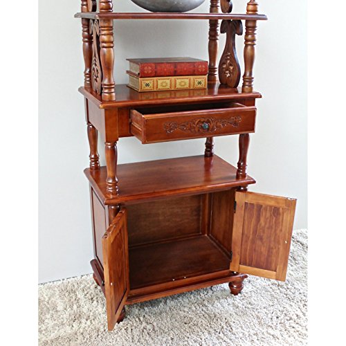 International Caravan Furniture Piece Carved Wood 1 Drawer/2 Door Bookshelf