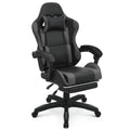 Monibloom Gaming Chair Office Chair Leather High Back Computer Chair With Headrest And Lumbar Support 360° Swivel Ergonomic Footrest Adjustable Gamer Chair For Adult Teen Home Office Using, Gray