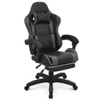 Monibloom Gaming Chair Office Chair Leather High Back Computer Chair With Headrest And Lumbar Support 360° Swivel Ergonomic Footrest Adjustable Gamer Chair For Adult Teen Home Office Using, Gray