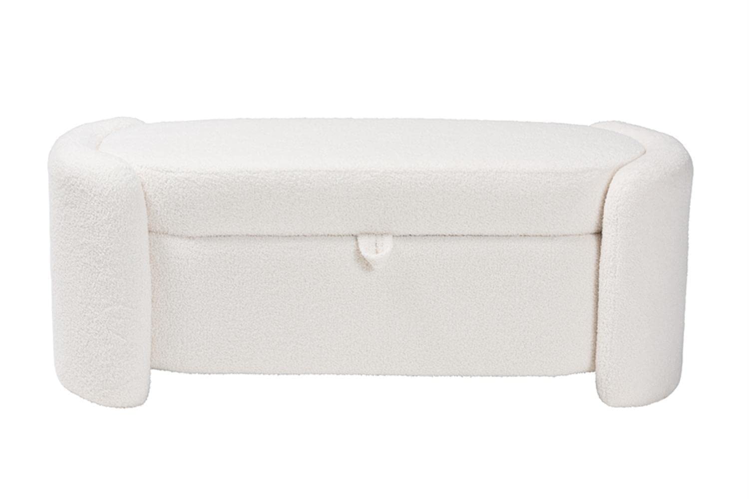 Baxton Studio Oakes Ivory Boucle Upholstered Storage Bench