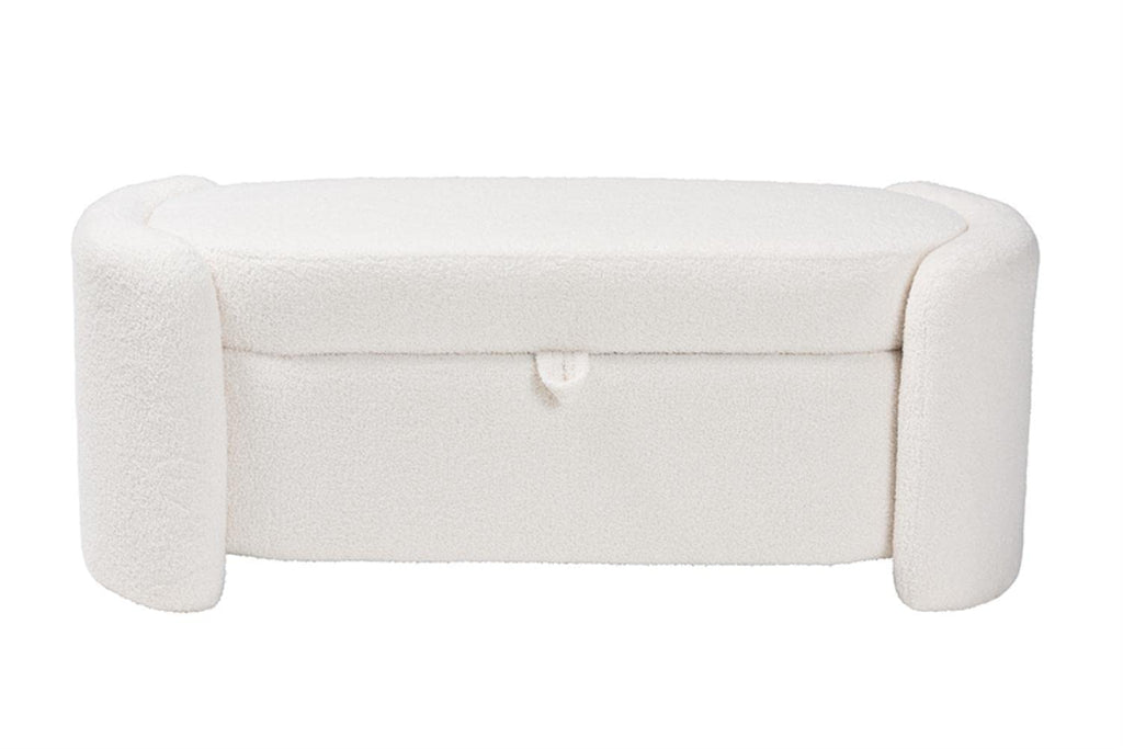 Baxton Studio Oakes Ivory Boucle Upholstered Storage Bench