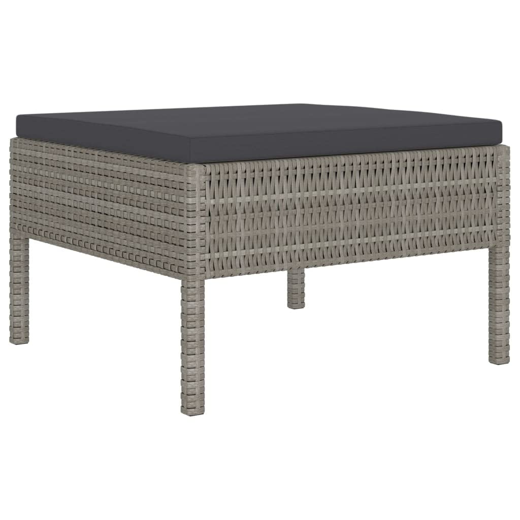 vidaXL Patio Sofa Set - Sectional Outdoor Furniture - 6 Piece Modular Poly Rattan Lounge Set - Gray/Anthracite Cushions - PE Rattan and Powder-Coated Steel - Weather Resistant - 22.4"x27.1"x26.3" ...