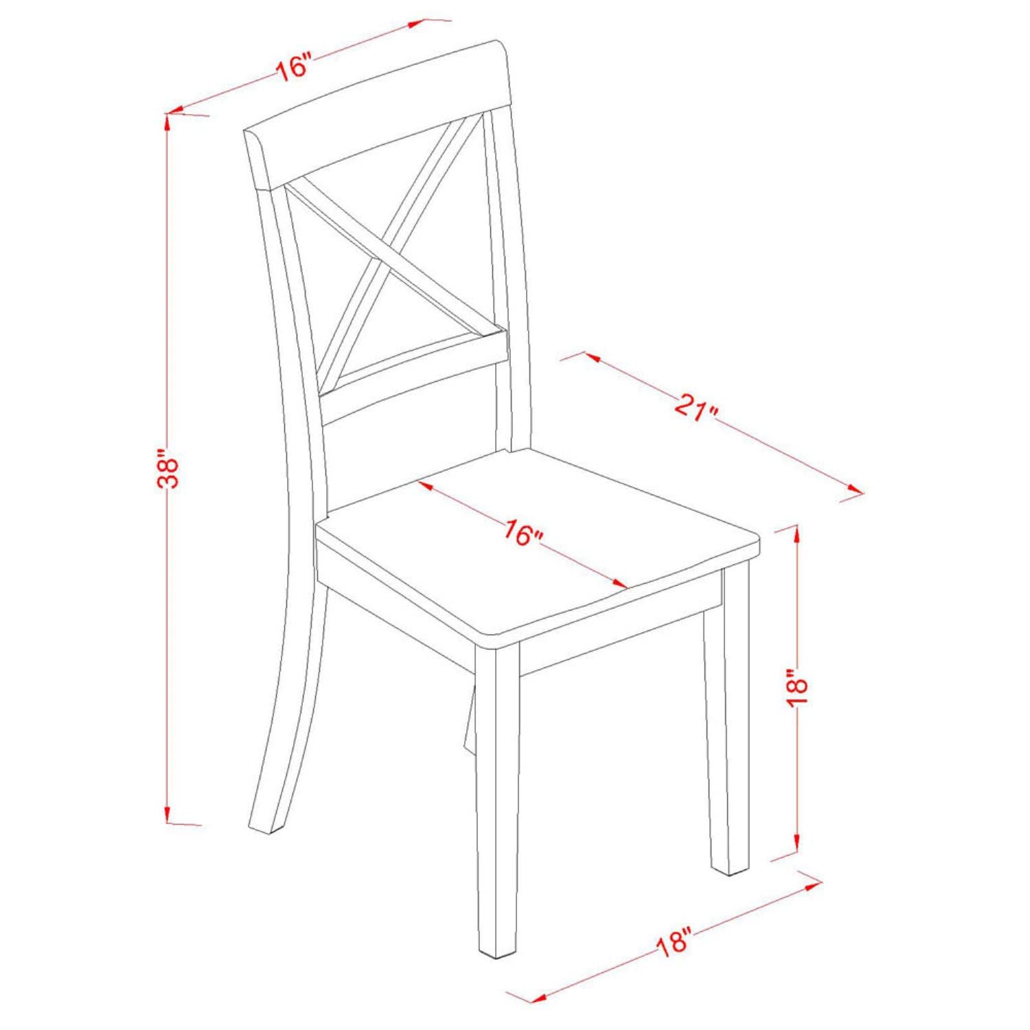 East West Furniture BOC-WHI-W Boston Dining Room Chairs - Cross Back Solid Wood Seat Chairs, Set of 2, Linen White