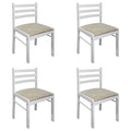 vidaXL Set of 4 White Dining Chairs – Classic Farmhouse Style – Solid Rubber Wood and Velvet Upholstery – Comfortable Seating for Kitchen and Dining Room.