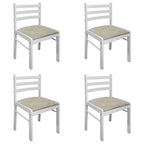 vidaXL Set of 4 White Dining Chairs – Classic Farmhouse Style – Solid Rubber Wood and Velvet Upholstery – Comfortable Seating for Kitchen and Dining Room.