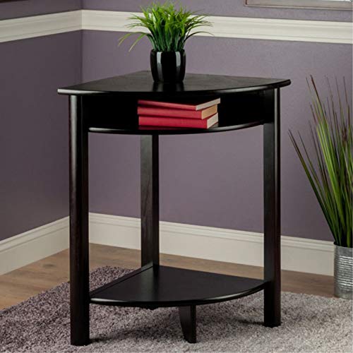 Stylish and Functional LISO Corner Desk with Espresso Finish - 20.5' x 20.5' x 31.1'H - Solid and Composite Wood - Open Shelves - Easy Assembly
