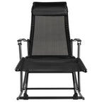 vidaXL Patio Rocking Chair - Steel and Textilene Reclining Garden Chair with Adjustable Positions – Folding, Lightweight & Portable for Outdoor/Indoor, Beach, Camping, Black
