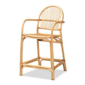 Baxton Studio Tugera Modern Bohemian Natural Brown Rattan Counter Stool