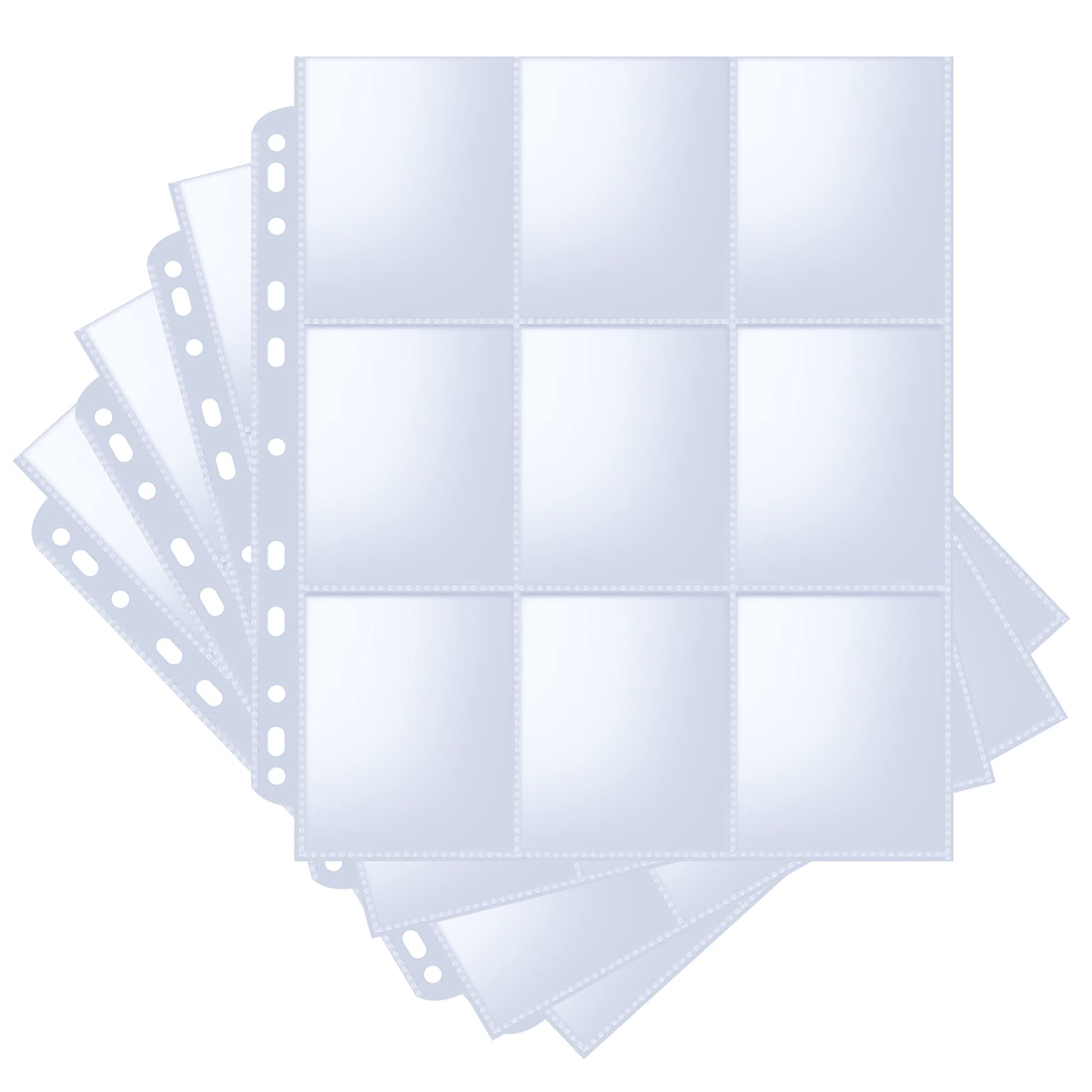 Fabmaker 36Pack Trading Card Sleeve, Holds 648 Cards, 9 Pocket Card Sleeves Binder Sheets For 3 Ring Binder, 11 Holes Trading Ca
