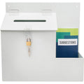 Deflecto 79803 Plastic Suggestion Box With Locking Top, 13 3/4 X 3 5/8 X 13 15/16, White