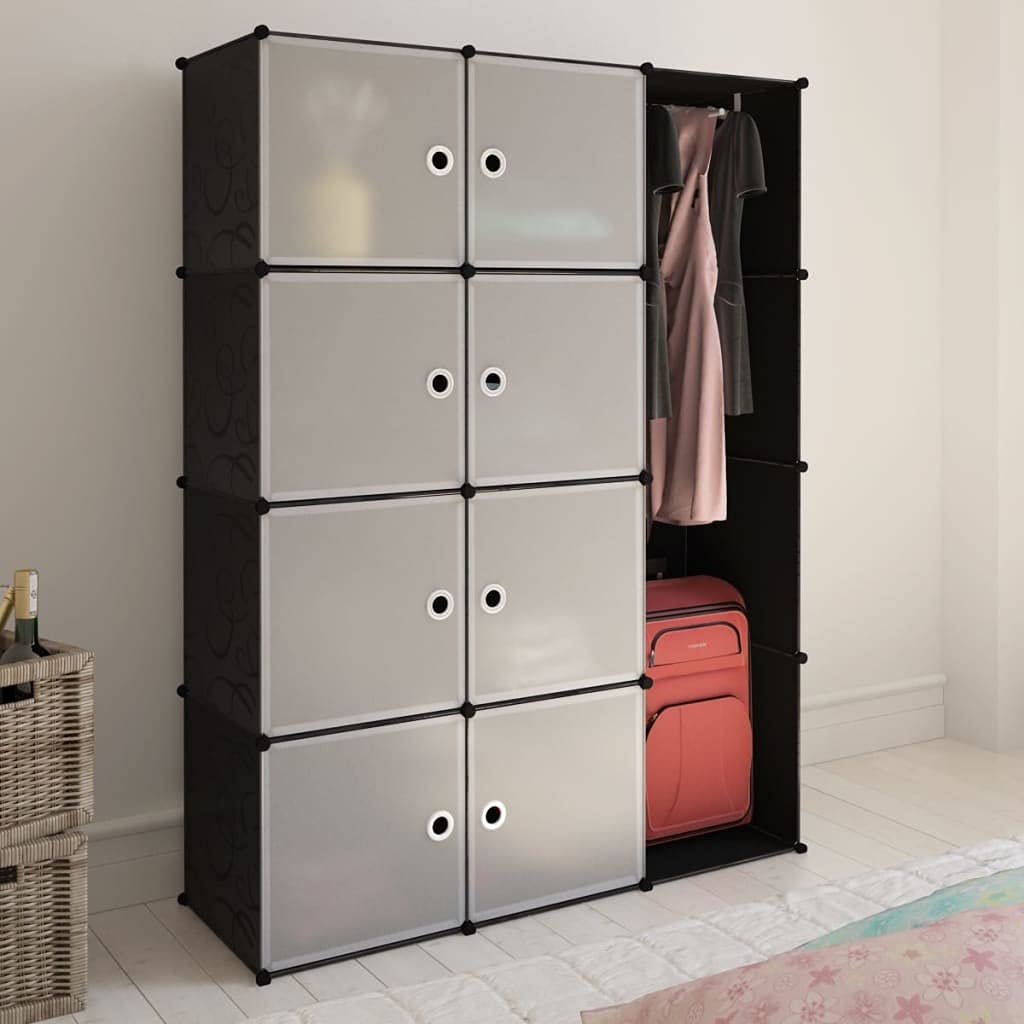 vidaXL Modern Black and White Modular Cabinet with 9 Compartments - Easy Assembly, Multiple Configurations, Ideal for Nursery, Living Room or Bedroom