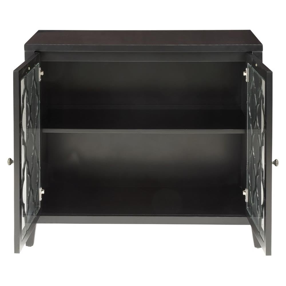 Acme Ceara Storage Wooden Console Table With 2 Glass Doors In Black