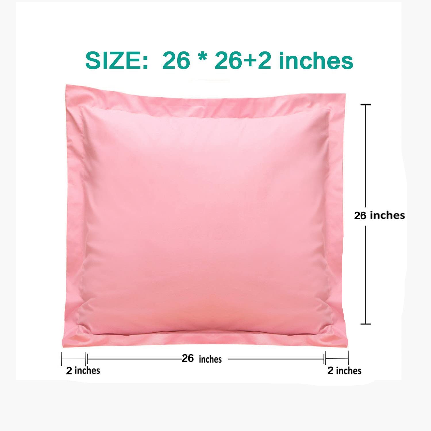 Ntbay 100% Brushed Microfiber 26X26 Euro Pillow Shams Set Of 2, Super Soft And Cozy European Throw Pillow Covers, Wrinkle, Fade, Stain Resistant Square Pillow Cases, Pink