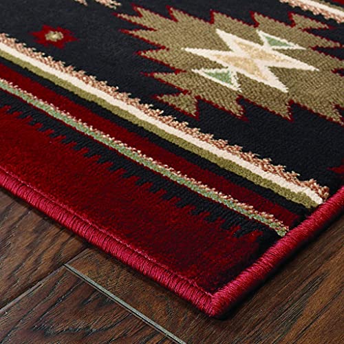 HomeRoots Polypropylene 4’ x 6’ Red and Beige Ikat Pattern Area Rug