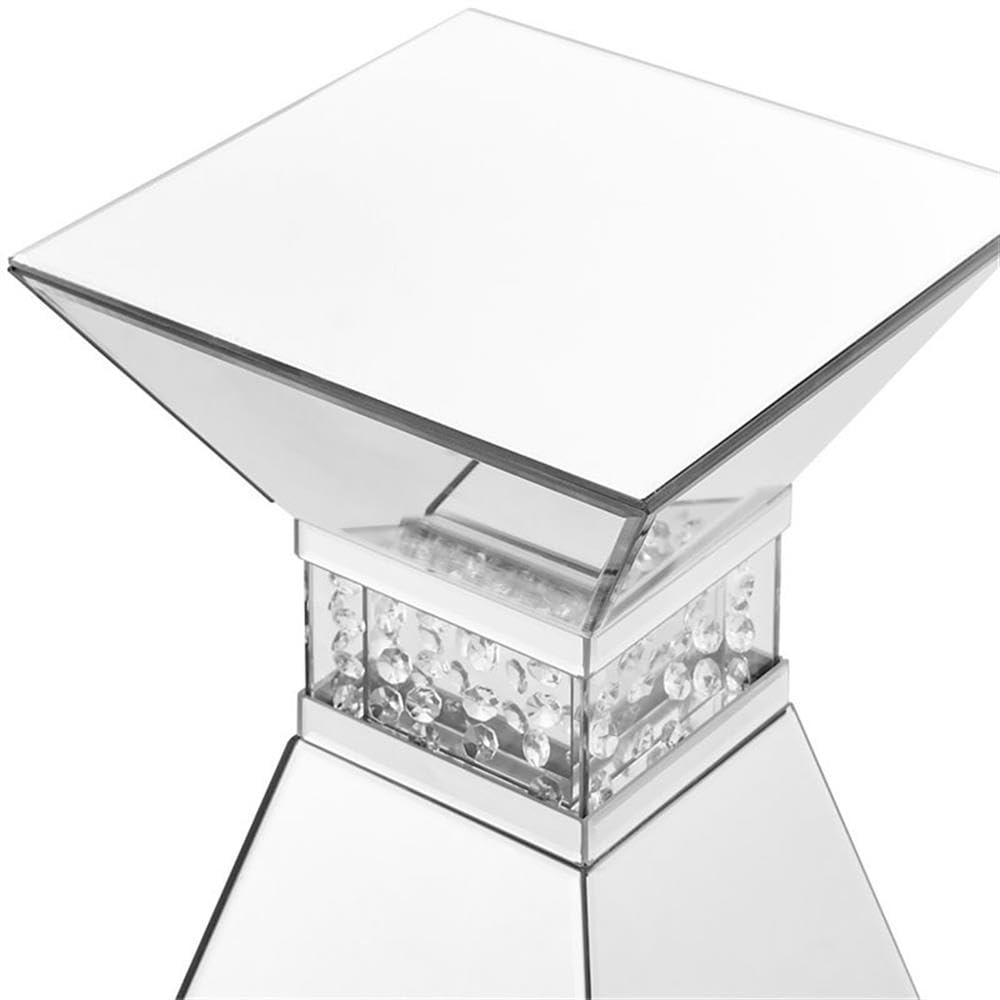 Elegant Decor Modern 20&quot; Clear Crystal Mirrored Accent Pedestal End Table
