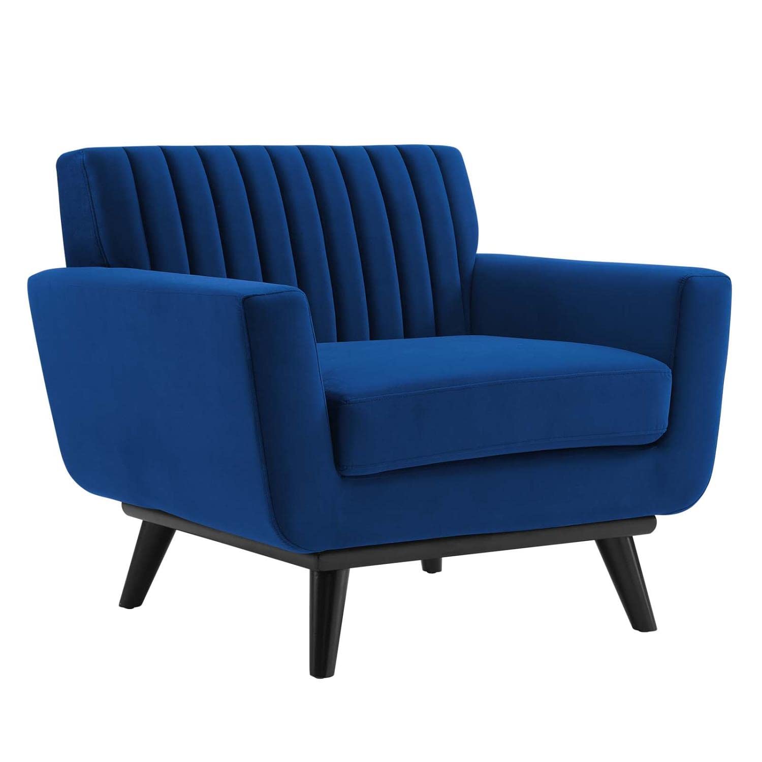 Modway Engage Channel Tufted Performance Velvet Armchair in Navy