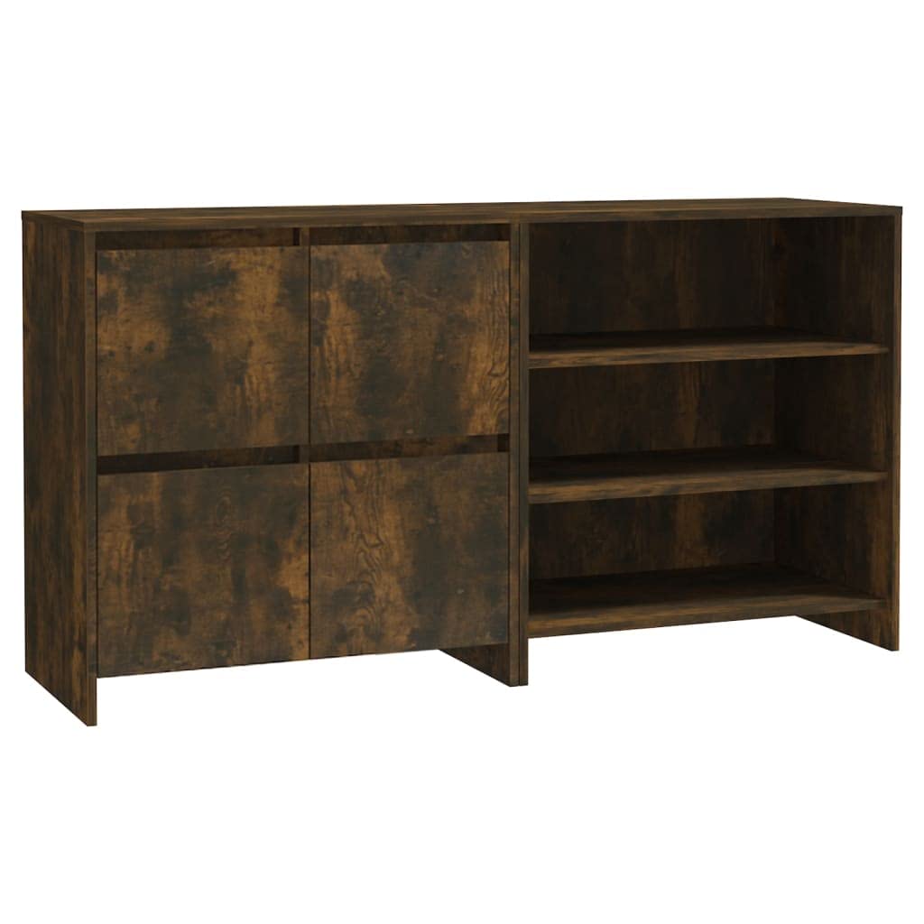 vidaXL Smoked Oak Engineered Wood Sideboard Set - 2 Pieces, Ample Storage Configuration with Shelves and Doors, Aesthetic Design Suitable for Various Decor Styles