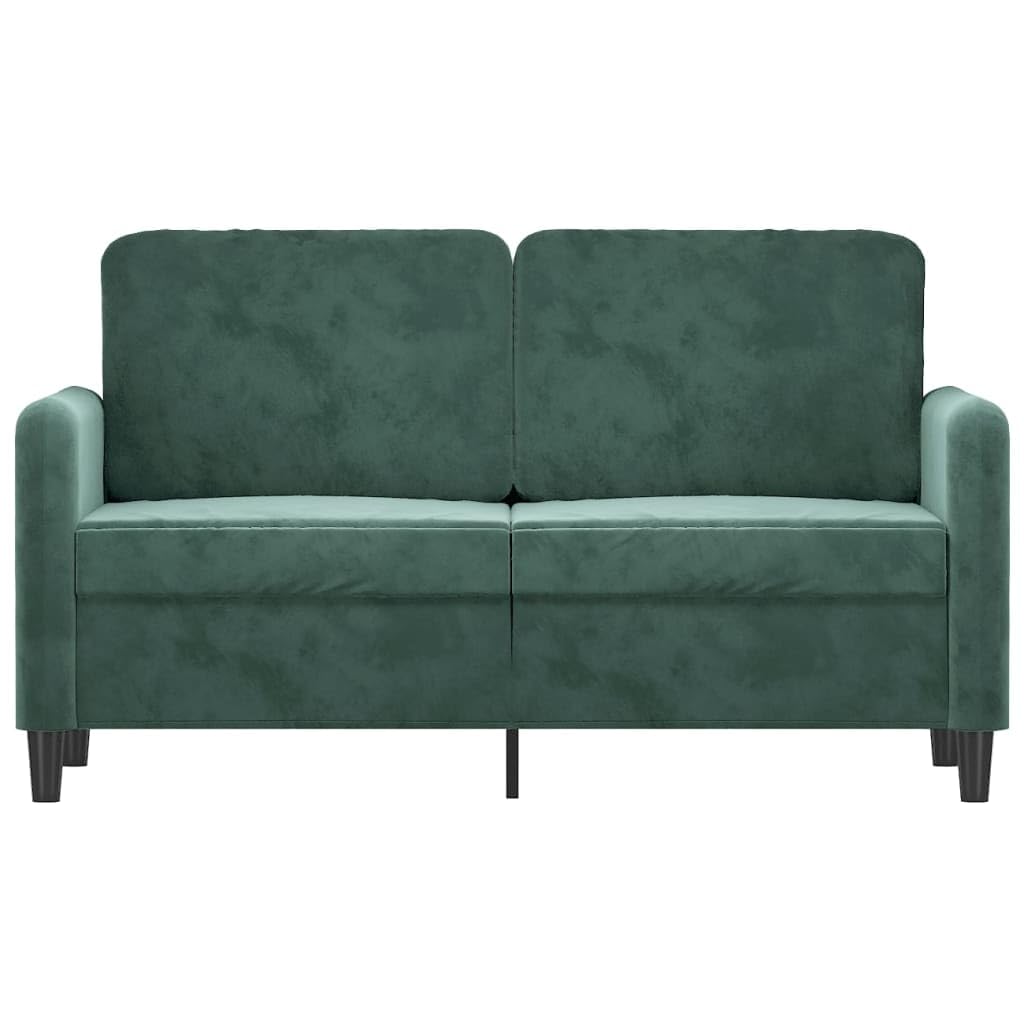 vidaXL 2-Seater Sofa - Dark Green Velvet Upholstered, Modern Design for Home, Lounge, Office - Comfortable Padded Seats and Armrests