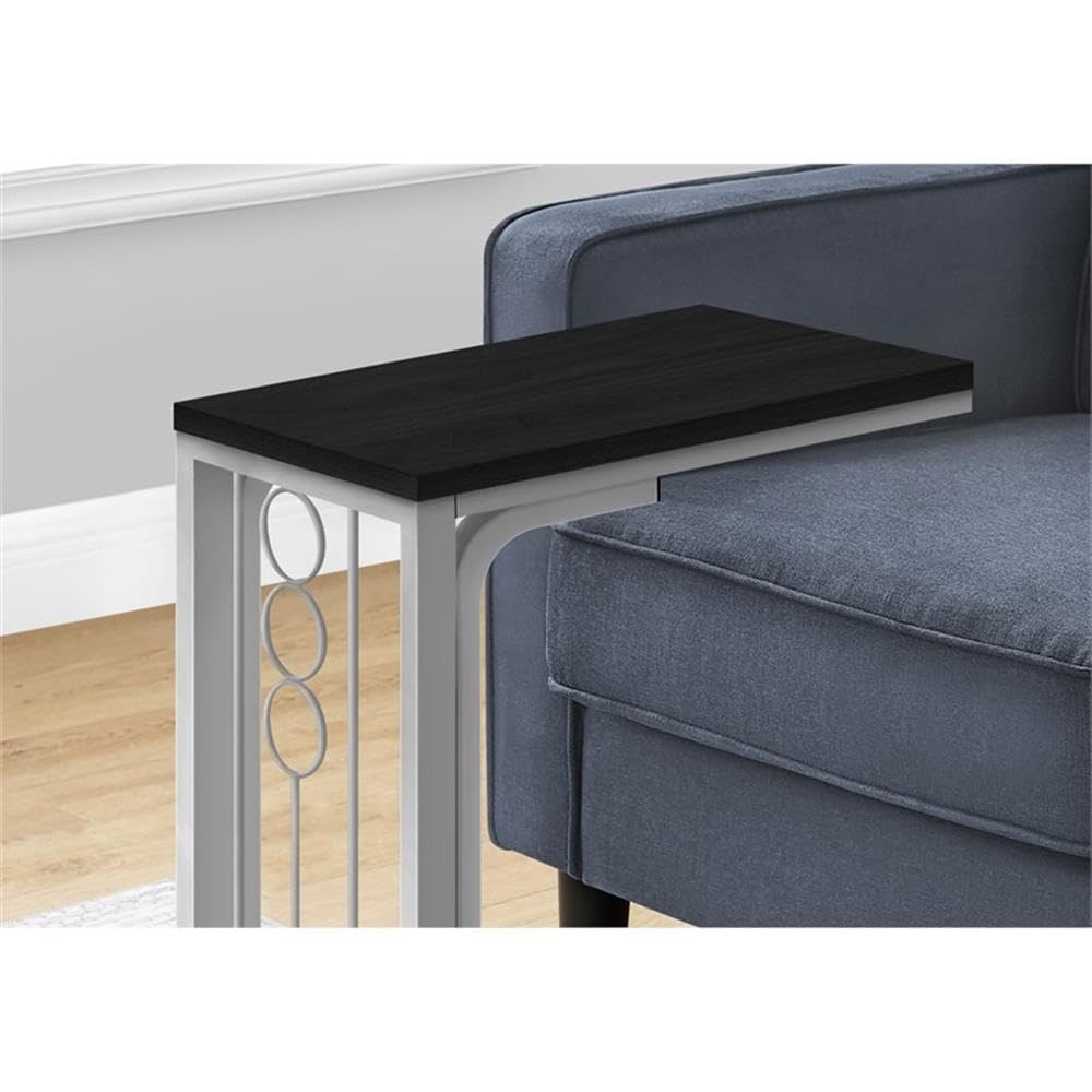 Monarch Specialties 3136, C-Shaped, End, Side, Snack, Living Room, Bedroom, Laminate, Brown, Transitional Accent Table-Cherry Top/Antique White Metal, 9&quot; L X 16&quot; W X 24.5&quot; H