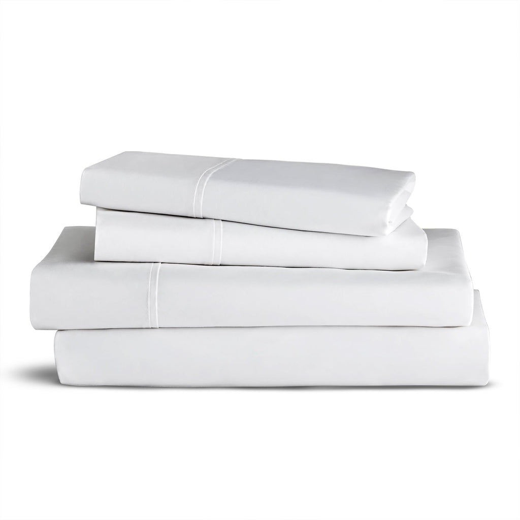 Purity Home Full Arctic White Bed Sheet Set, 400 Thread Count 100% Cotton Bed Sheets With Deep Pockets, Percale Sheets Set, Cool