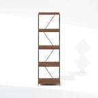 Furinno Wire 5-Tier Industrial Style Metal Frame Bookcase, Display Shelf, 16 Wide, Walnut Cove