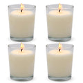 Set of 4 White Votive Candles, Clear Glass Filled Unscented Soy Wax Candle for Home D  cor Weddings Spa Holidays Party and DIY