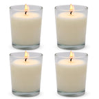 Set of 4 White Votive Candles, Clear Glass Filled Unscented Soy Wax Candle for Home D  cor Weddings Spa Holidays Party and DIY