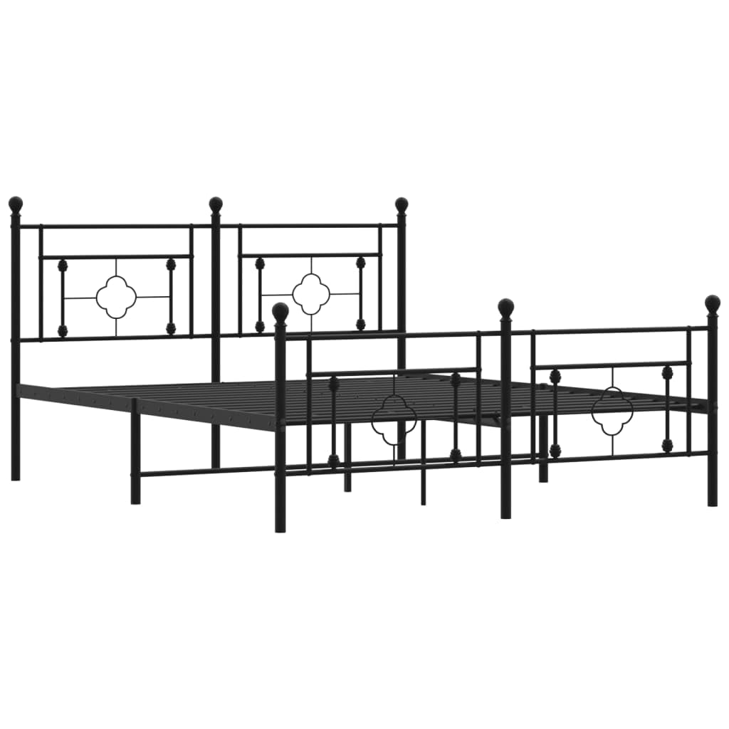 vidaXL 10'' Metal Queen Bed Frames with Headboard and Footboard, Platform Bed Frame with Strong Metal Slats Support, Under Bed Storage, Noise Free, Black, Without Mattress