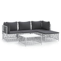 vidaXL 5-Piece Patio Lounge Set in White Steel with Cushions - Comfortable, Durable, and Modular Design for Personalized Outdoor