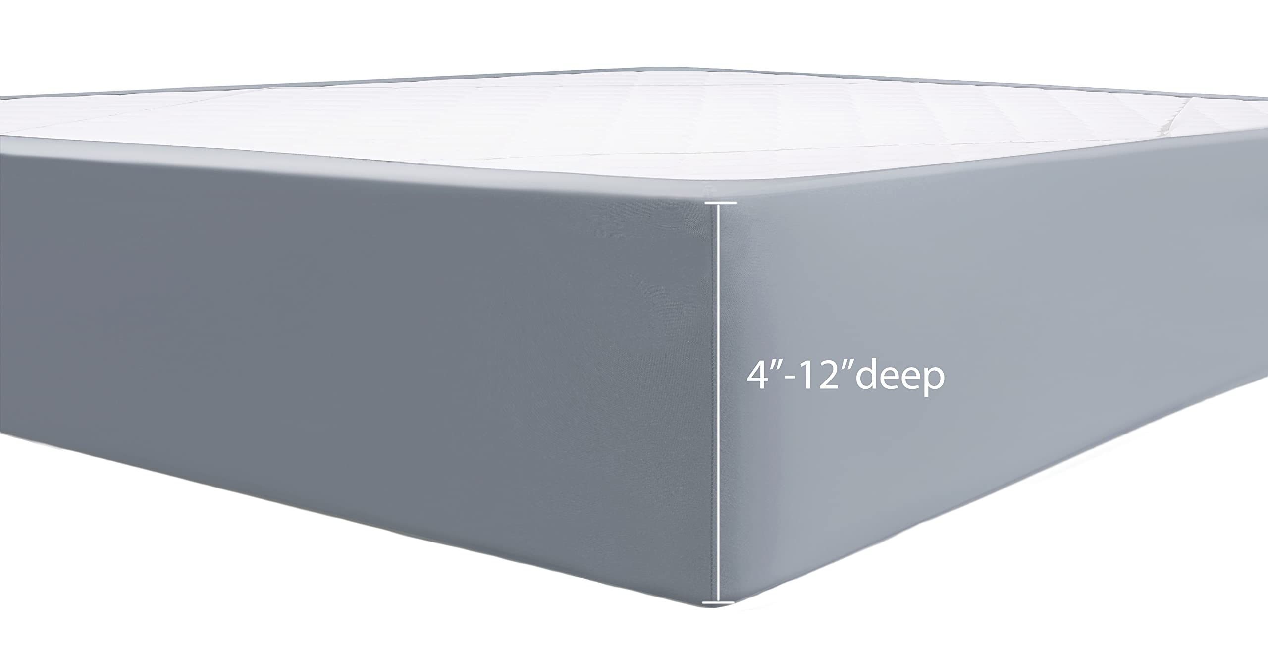 Biscaynebay Decorative Box Spring Cover Full & Full Xl Size, Silver Grey Luxurious Jersey Knitting Stretchy Wrap Around 4 Sides Bed Skirt For Home/Hotels, Easy Fit Wrinkle & Fade Free Machine Washable