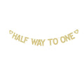 Half Way to One Banner, Baby's 6 Months Old Birthday, Half a Year Old Birthday Party Gold Gliter Paper Sign Backdrops