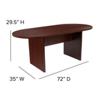 Flash Furniture Lake 5 Piece Mahogany Oval Conference Table Set With 4 Black Leathersoft-Padded Task Chairs