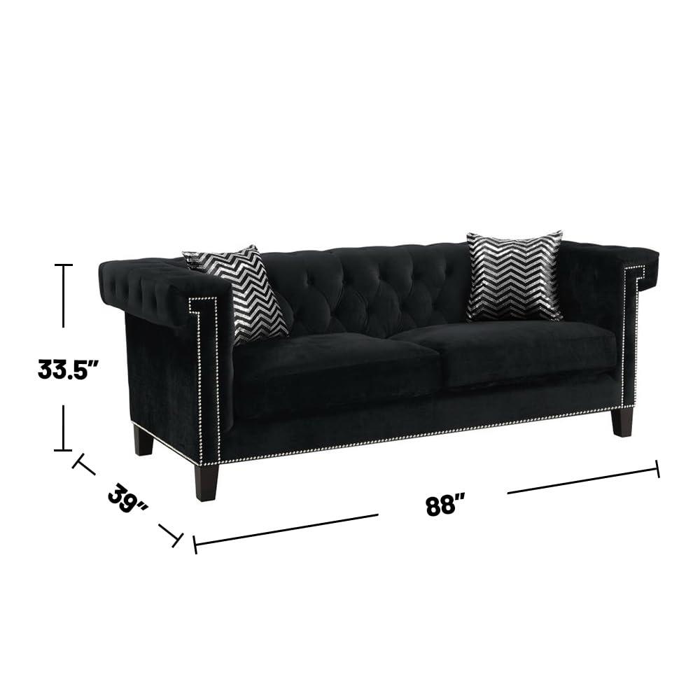 Coaster Home Furnishings 2 Piece Living Room Set in Black Finish