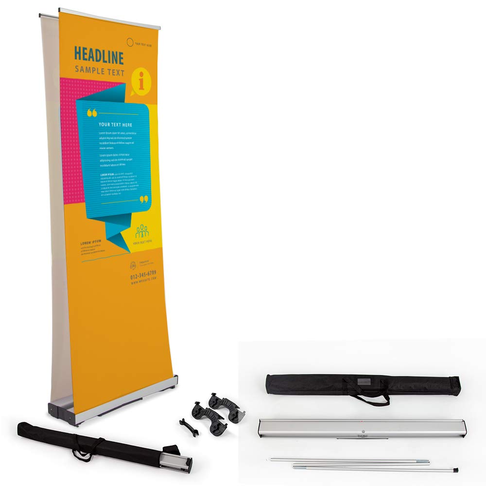 Vispronet (2) 39In Roll Up Basics And Connector - 3.4Ft X 6.9Ft X 0.9Ft Retractable Banner Stand - Includes A Sturdy Aluminum Ba