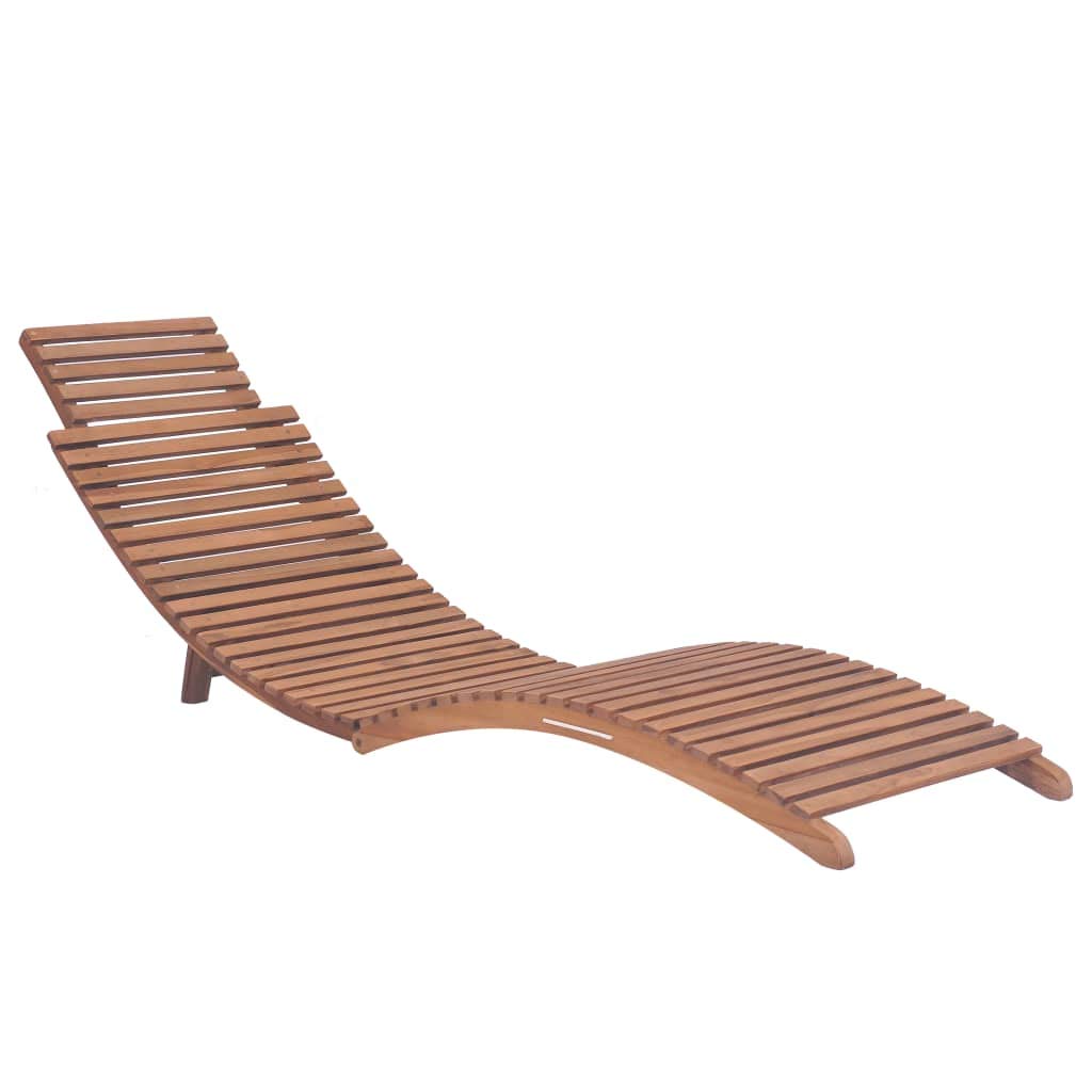vidaXL Folding Sun Lounger, Solid Teak Wood, Durable Adjustable Backrest, Easy Storage, Space-Saving, No Assembly Required, Garden, Patio, Pool Deck Furniture