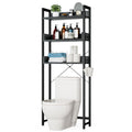 Otk Over-The-Toilet Storage, 3 Tier Bathroom Organizer Shelf, Freestanding Space Saver With Toilet Paper Holder, Multifunctional Over The Toilet Rack, Dark Grey
