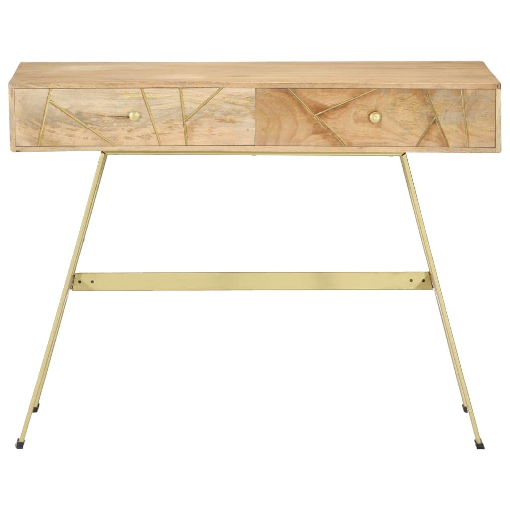 vidaXL Solid Mango Wood Writing Desk - Spacious Drawers, Industrial Design, Multipurpose Use as Computer Desk or Console Table, Easy Assembly, Brown